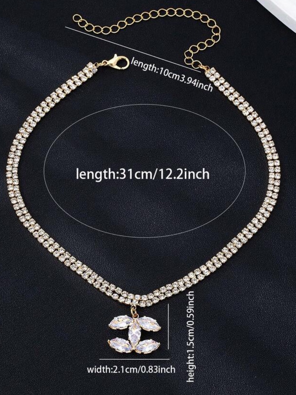 8 Other Reasons Gold Crystal Pendant Choker Necklace